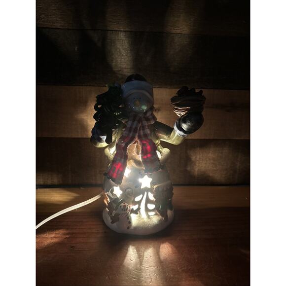 Enchanted Forest Lighted Snowman With Nest In Box - Picture 2 of 8